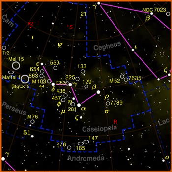 Costellazione circumpolare dell'emisfero settentrionale celeste facilmente riconoscibile per la sua caratteristica forma a W