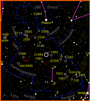 Estesa costellazione circumpolare dell'emisfero settentrionale celeste le cui stelle più brillanti raggiungono a malapena mag. 4.